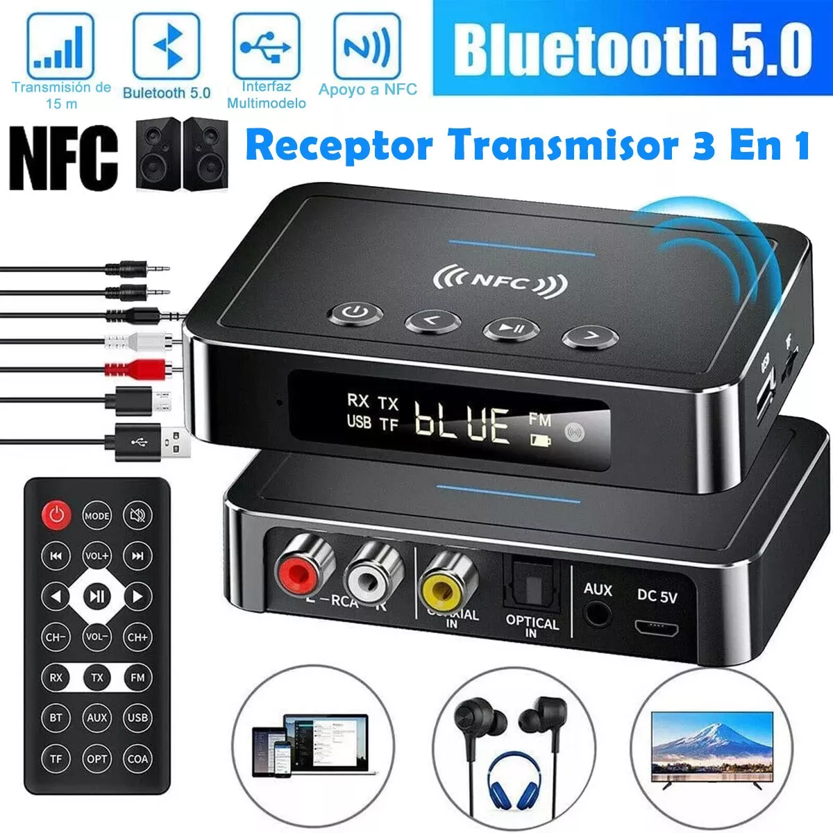 Compre Receptor Y Transmisor Nfc Bluetooth 5,0 3 En 1 y Receptor Bluetooth  Transmisor Bluetooth de China por 9.54 USD