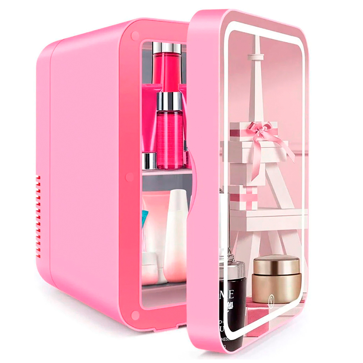 Mini Refrigerador De 8 Litros Con Luz Led Y Con Espejo (rosa)