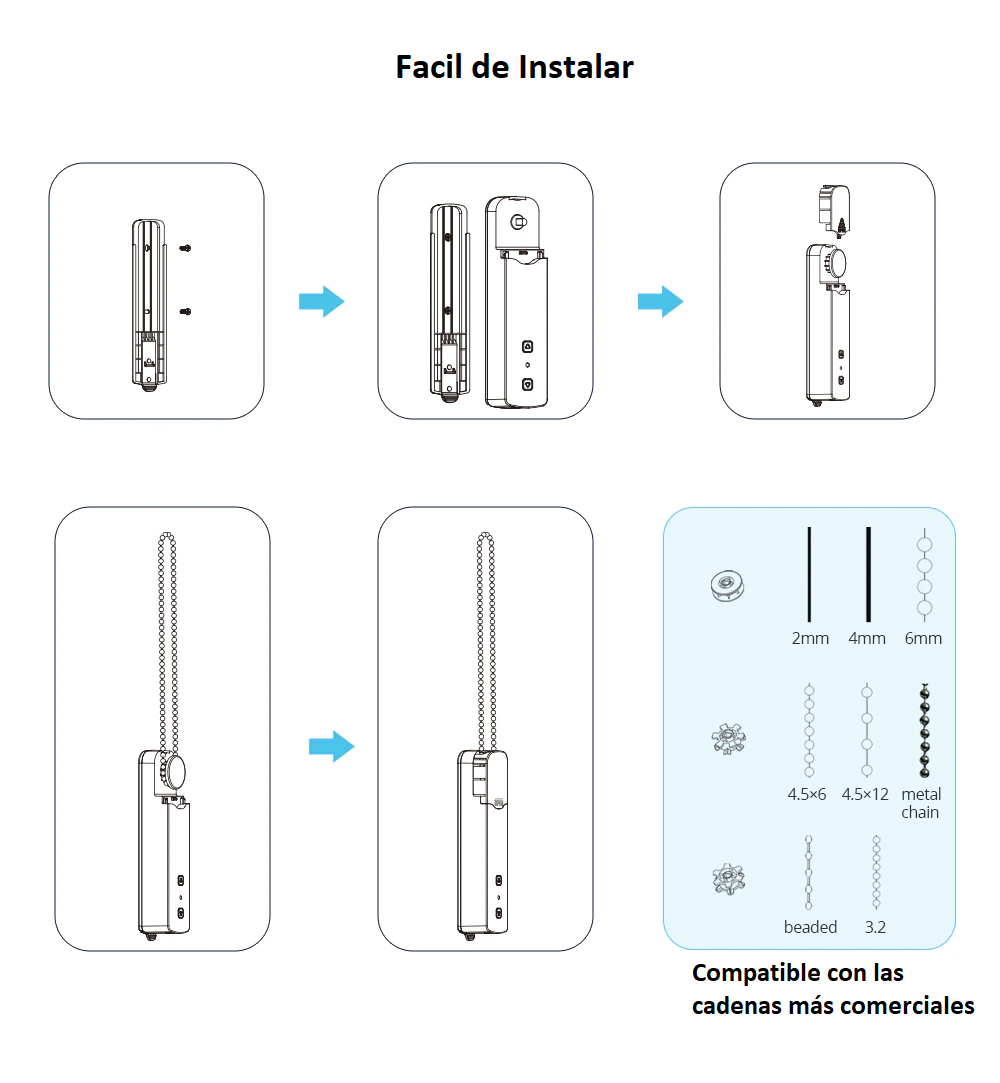 Controlador de Persianas Inteligente Motorizado Funciona con Persianas Enrollables de Cadena Incluye Control de Voz App Tuya Compatible con Amazon Alexa y Google Home / Master / IOT-MOTORCHAIN