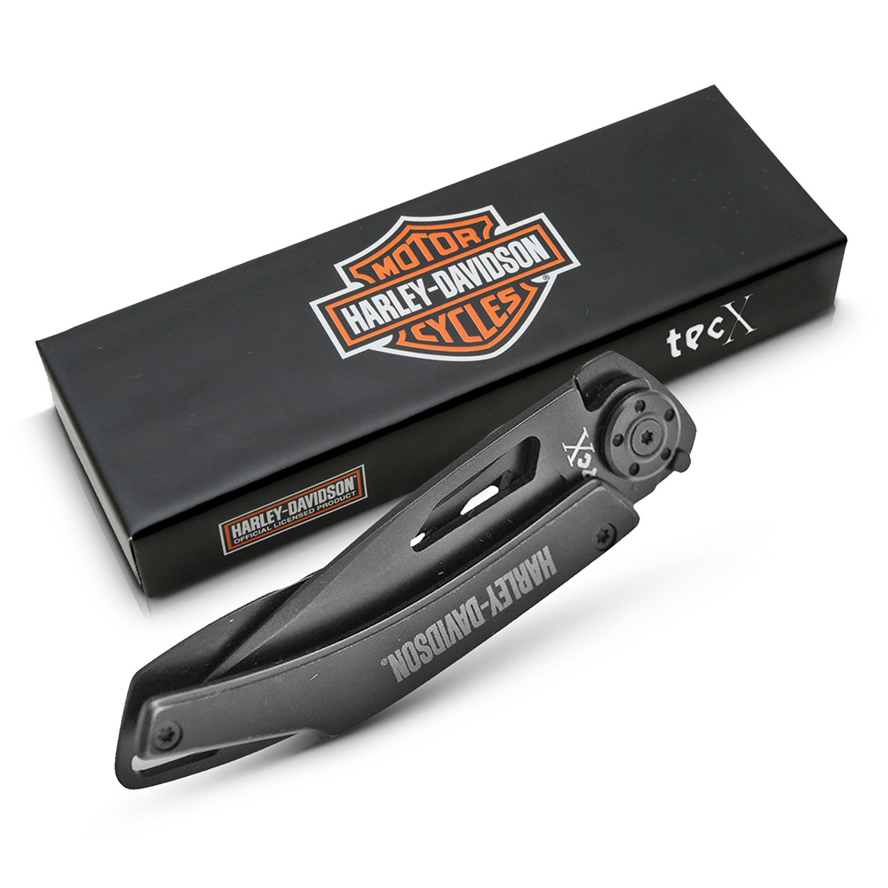 Mini Navaja Lisa con Clip para Billetes Negra Harley Davidson