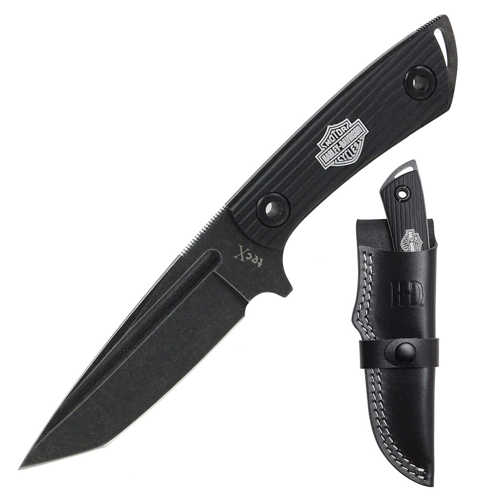 Cuchillo Liso Full Tang Negro Harley Davidson