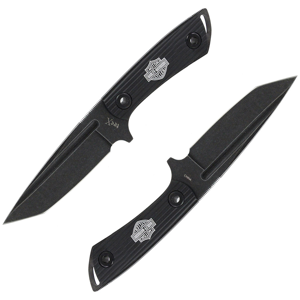Cuchillo Liso Full Tang Negro Harley Davidson