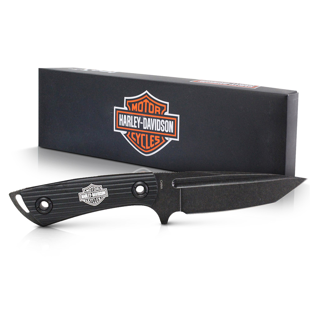 Cuchillo Liso Full Tang Negro Harley Davidson
