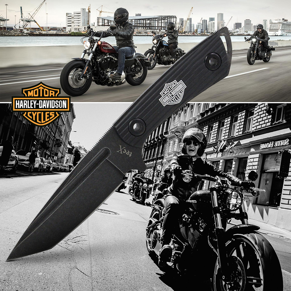 Cuchillo Liso Full Tang Negro Harley Davidson