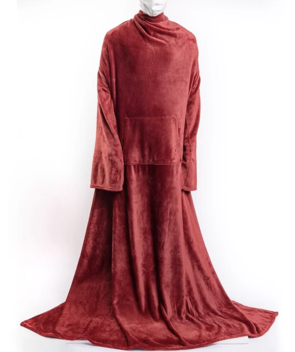 Manta Súper Suave De Franela Cobija Con Mangas Y Bolsillos FUNBU Roja