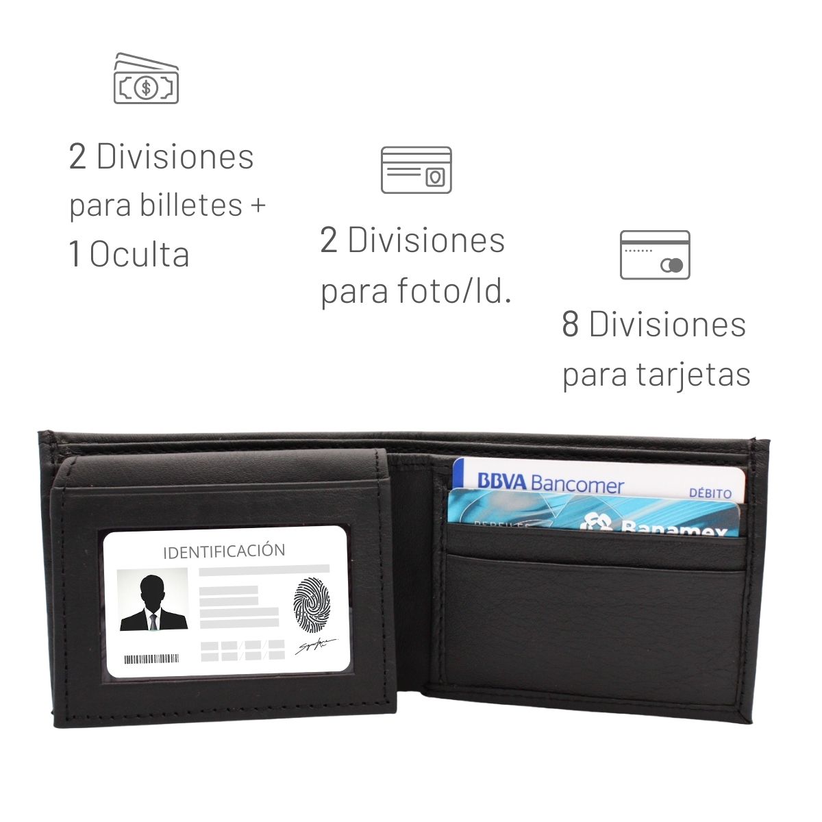 Cartera Billetera Carteras México Bifold Compartimiento Secreto Piel Genuina Regalo Hombre