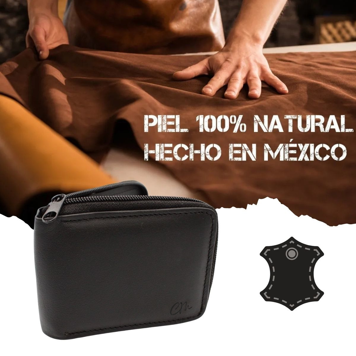 Cartera Billetera Carteras México Box Cierre Piel Genuina Regalo Hombre