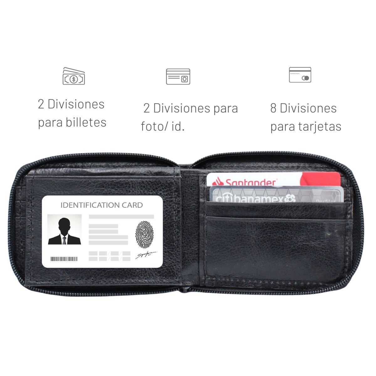 Cartera Billetera Carteras México Box Cierre Premium Piel Genuina Regalo Hombre