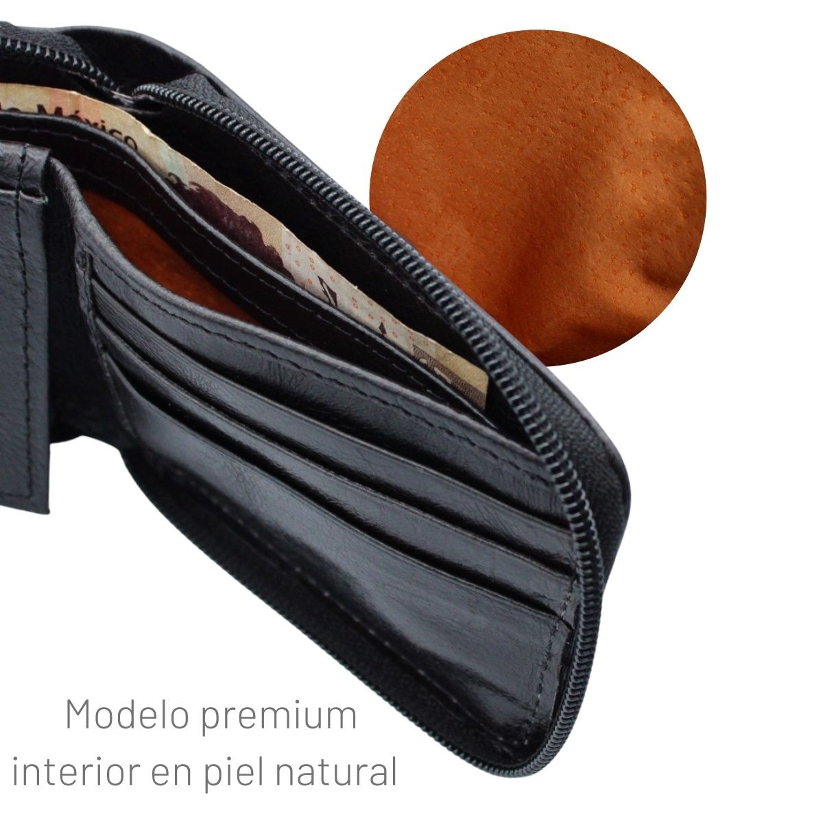 Cartera Billetera Carteras México Box Cierre Premium Piel Genuina Regalo Hombre