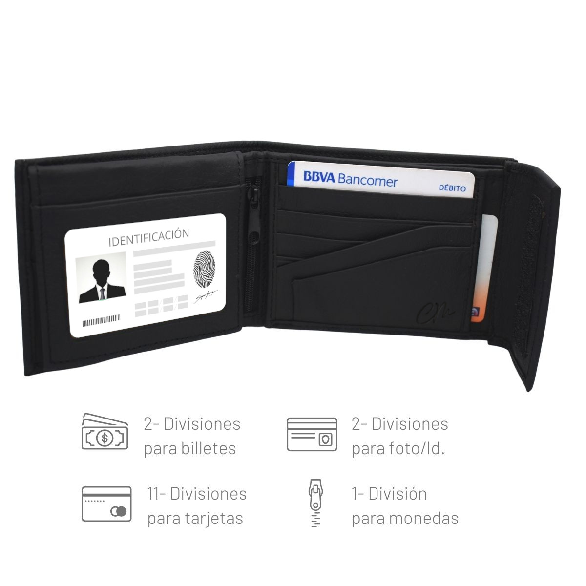 Cartera Billetera Carteras México Contacto Piel Genuina Regalo Hombre