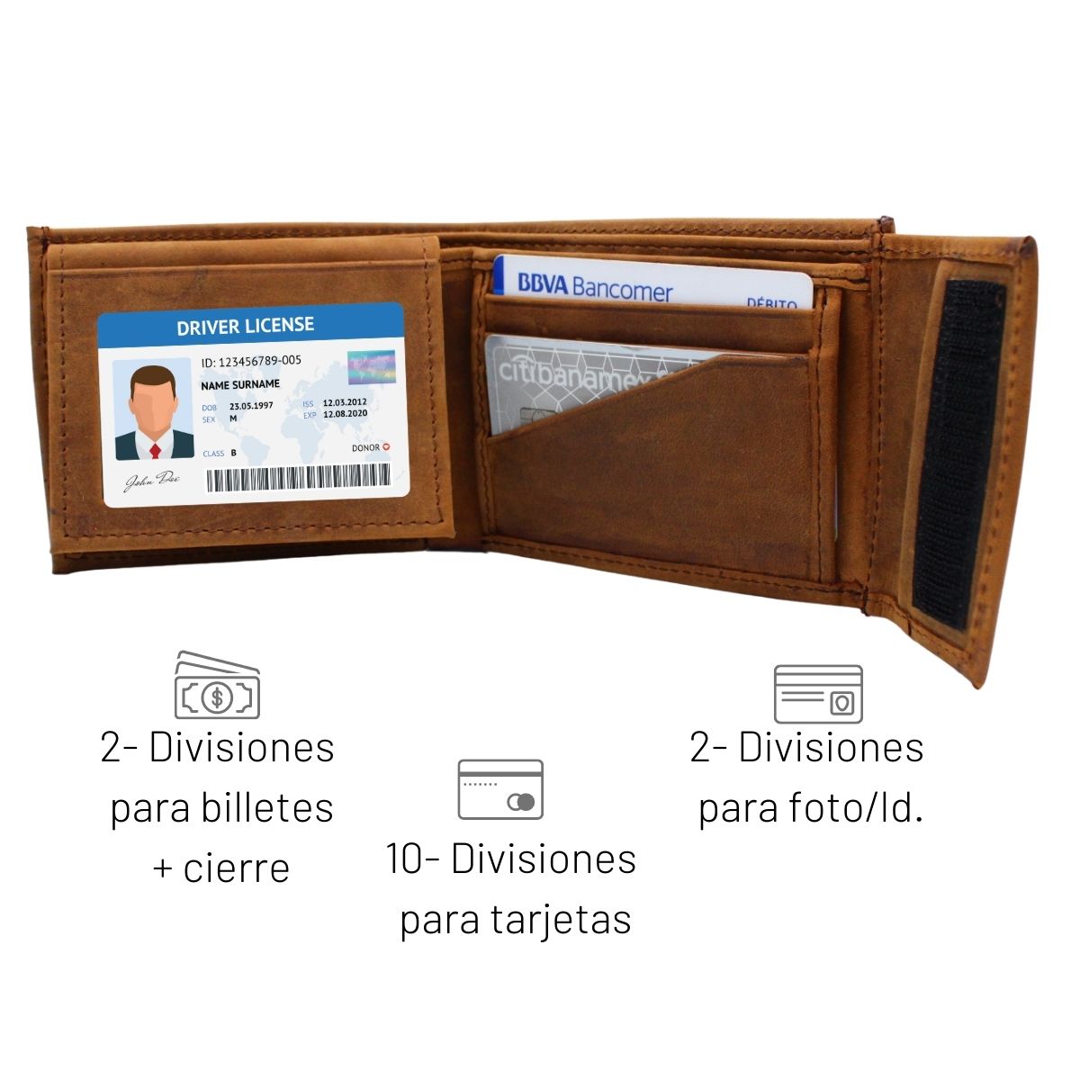 Cartera Billetera Carteras México Contacto Nobuck Piel Genuina Regalo Hombre