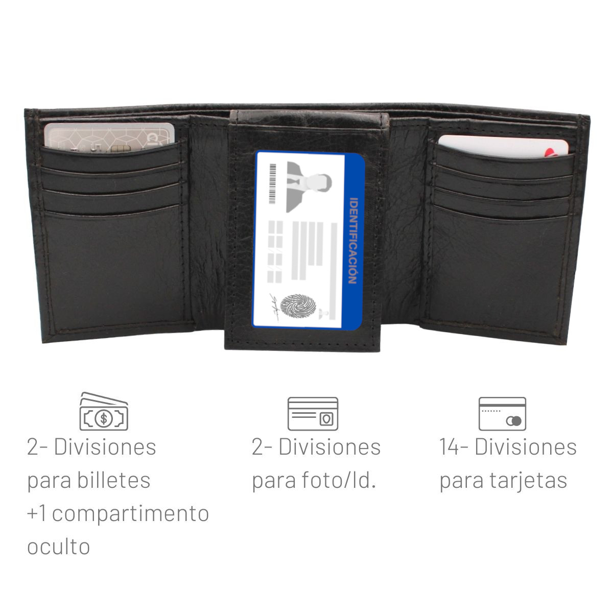 Cartera Billetera Carteras México Triple Premium Piel Genuina Regalo Hombre