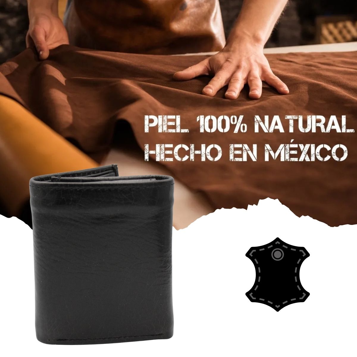 Cartera Billetera Carteras México Triple Premium Piel Genuina Regalo Hombre