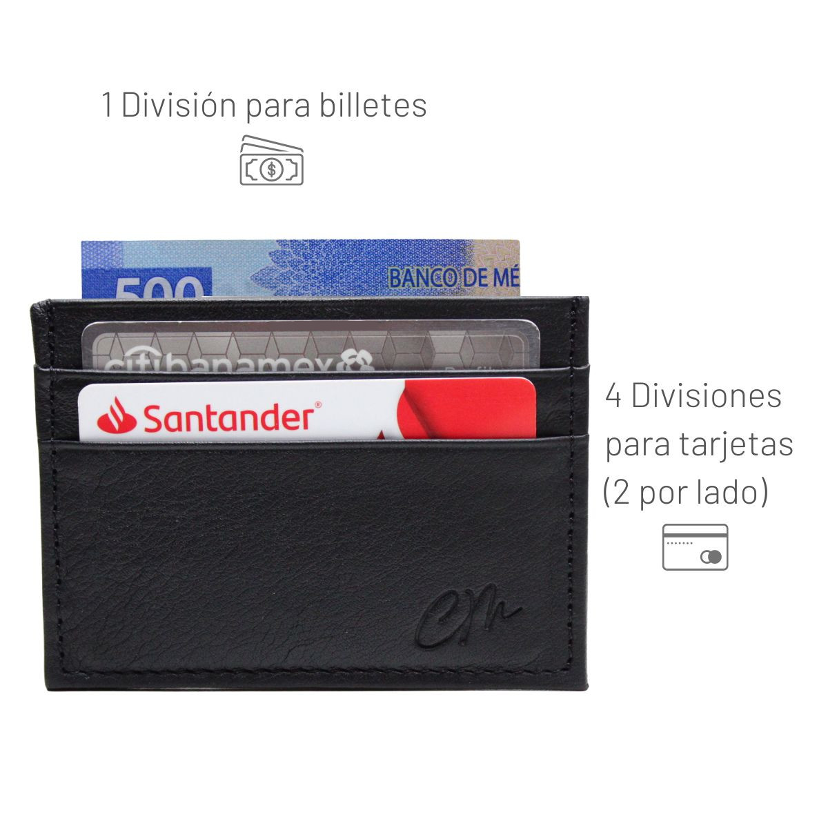 Tarjetero Billetes Carteras México Minimalista Piel Genuina Hombre