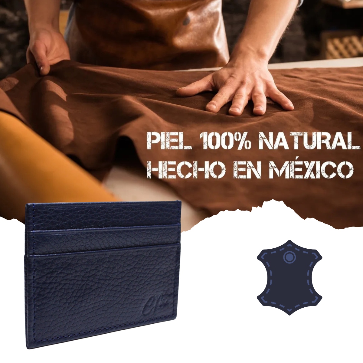 Tarjetero Billetes Carteras México Minimalista Piel Genuina Hombre