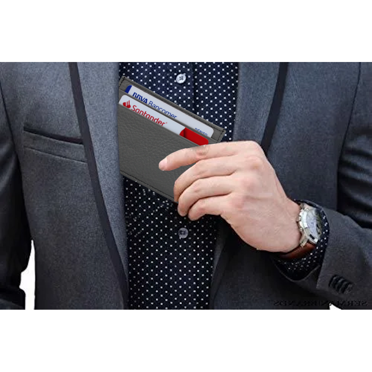 Tarjetero Billetes Carteras México Minimalista Piel Genuina Hombre