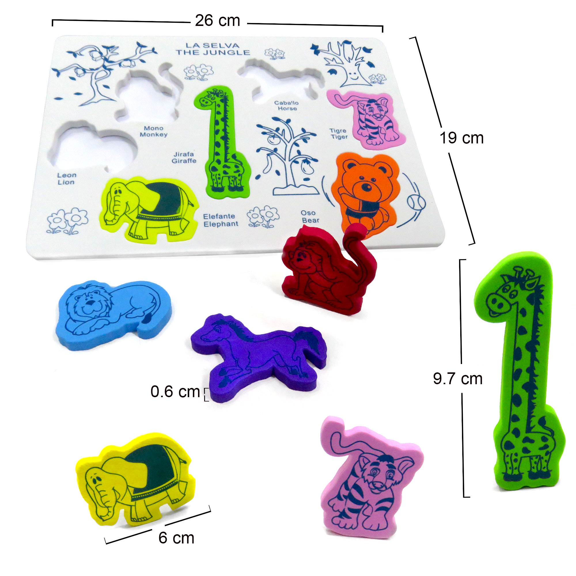 Tabla didactica de Foamy Animal de Selva para niños infantiles buen regalo juego educativo aprendizaje