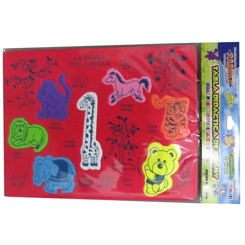 Tabla didactica de Foamy Animal de Selva para niños infantiles buen regalo juego educativo aprendizaje
