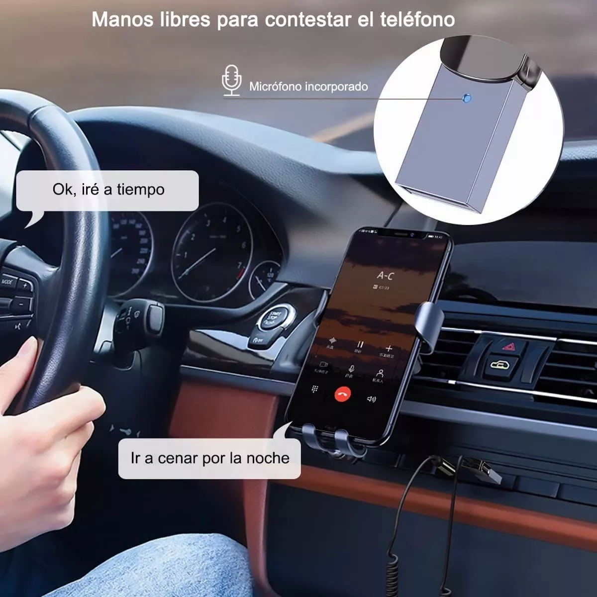 Receptor Bluetooth Con Micrófono Kit De Audio Aux Coche Eo Safe