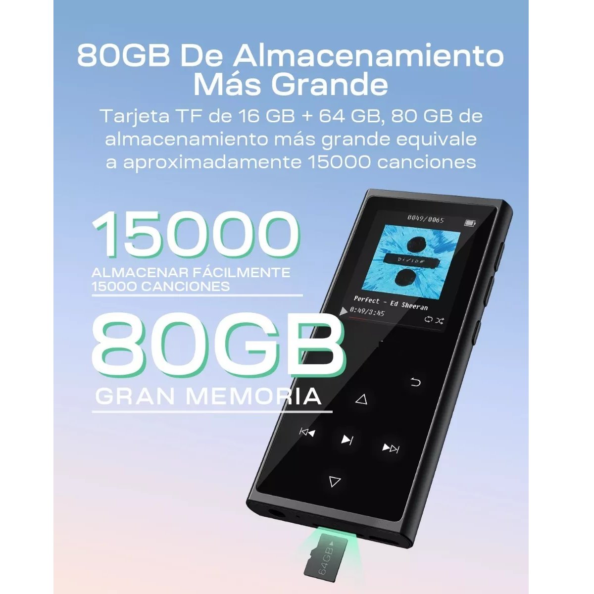 Reproductor Mp3 Bluetooth Pantalla Táctil Con Bocina Y 80gb