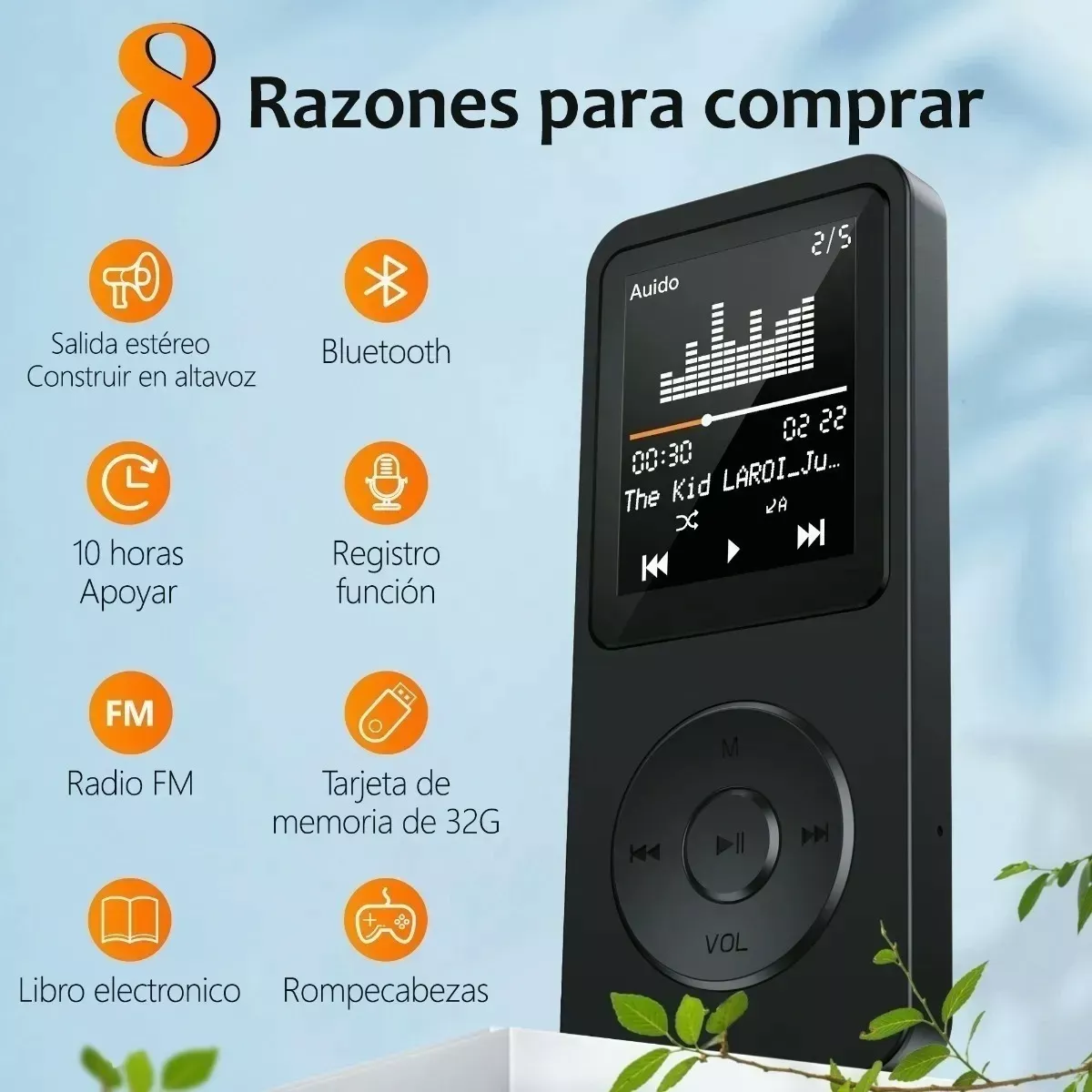 Reproductor De Musica Mp3 Bluetooth Portatil 32g Memoria