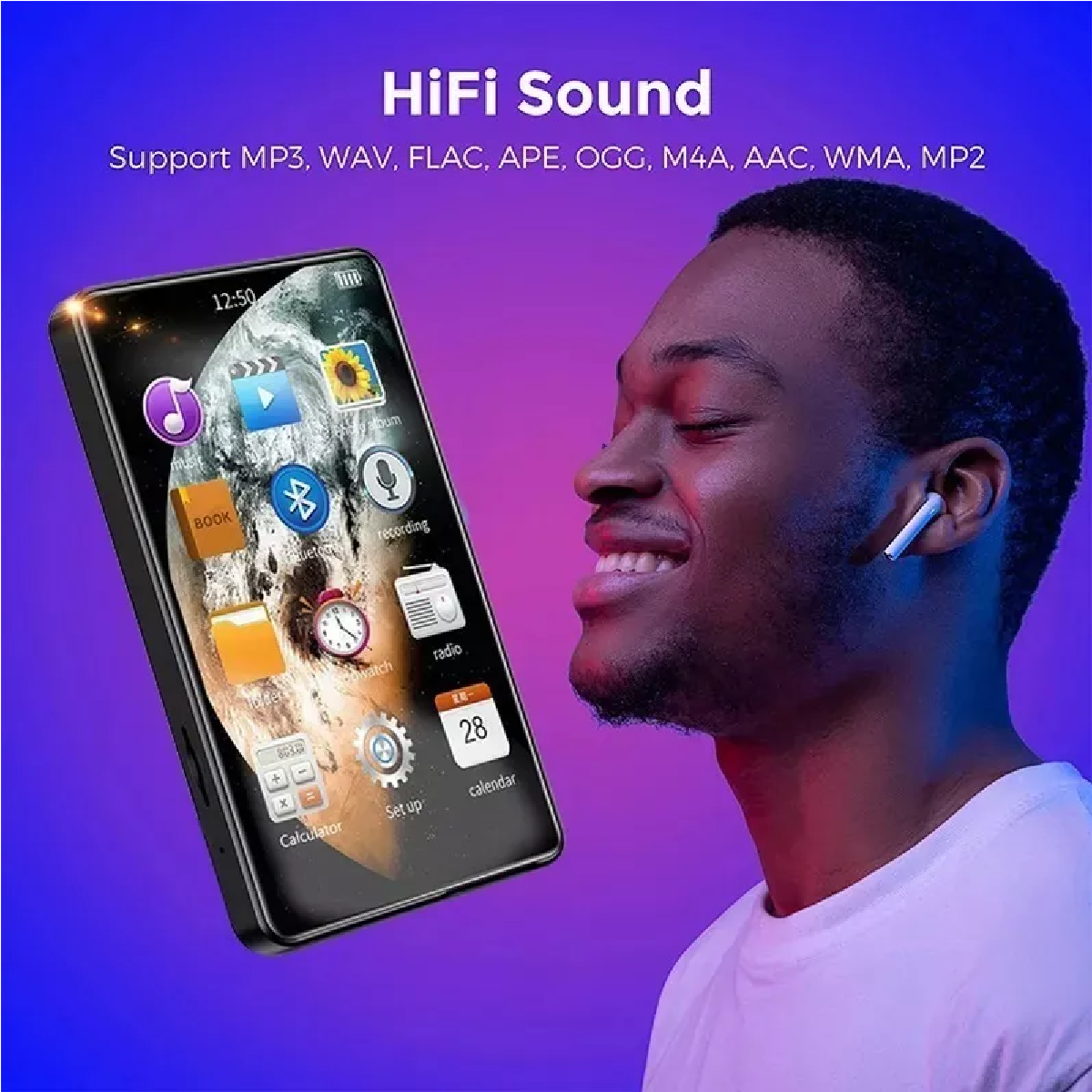 Reproductor Mp3 Bluetooth, Pantalla Táctil Completa 4'' Mp4