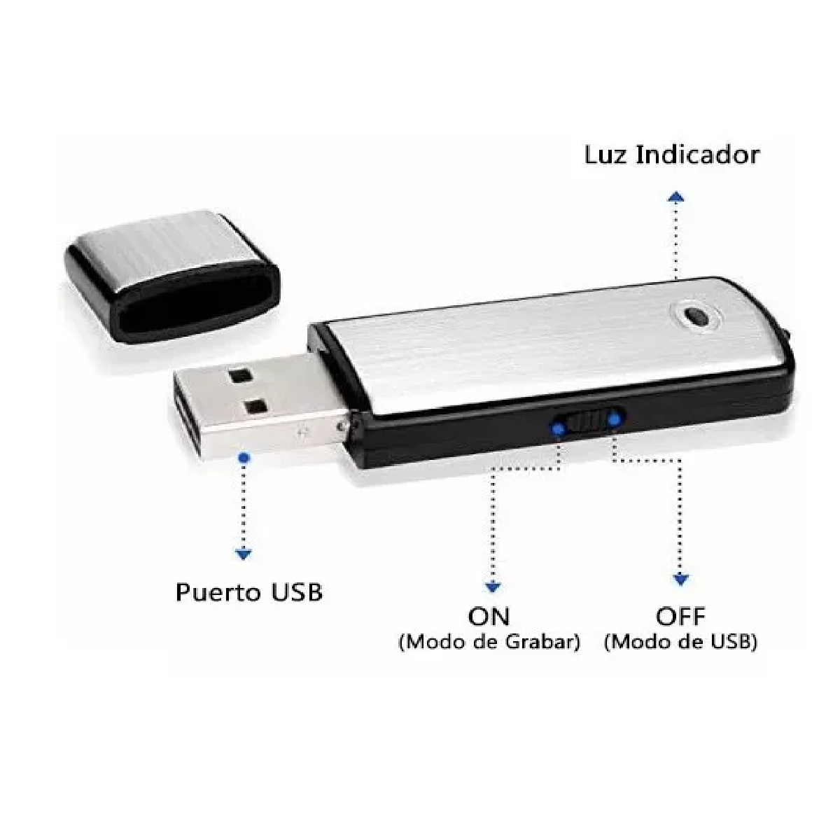 Grabadora De Voz Mini Micrófono Espía Con Usb 8gb
