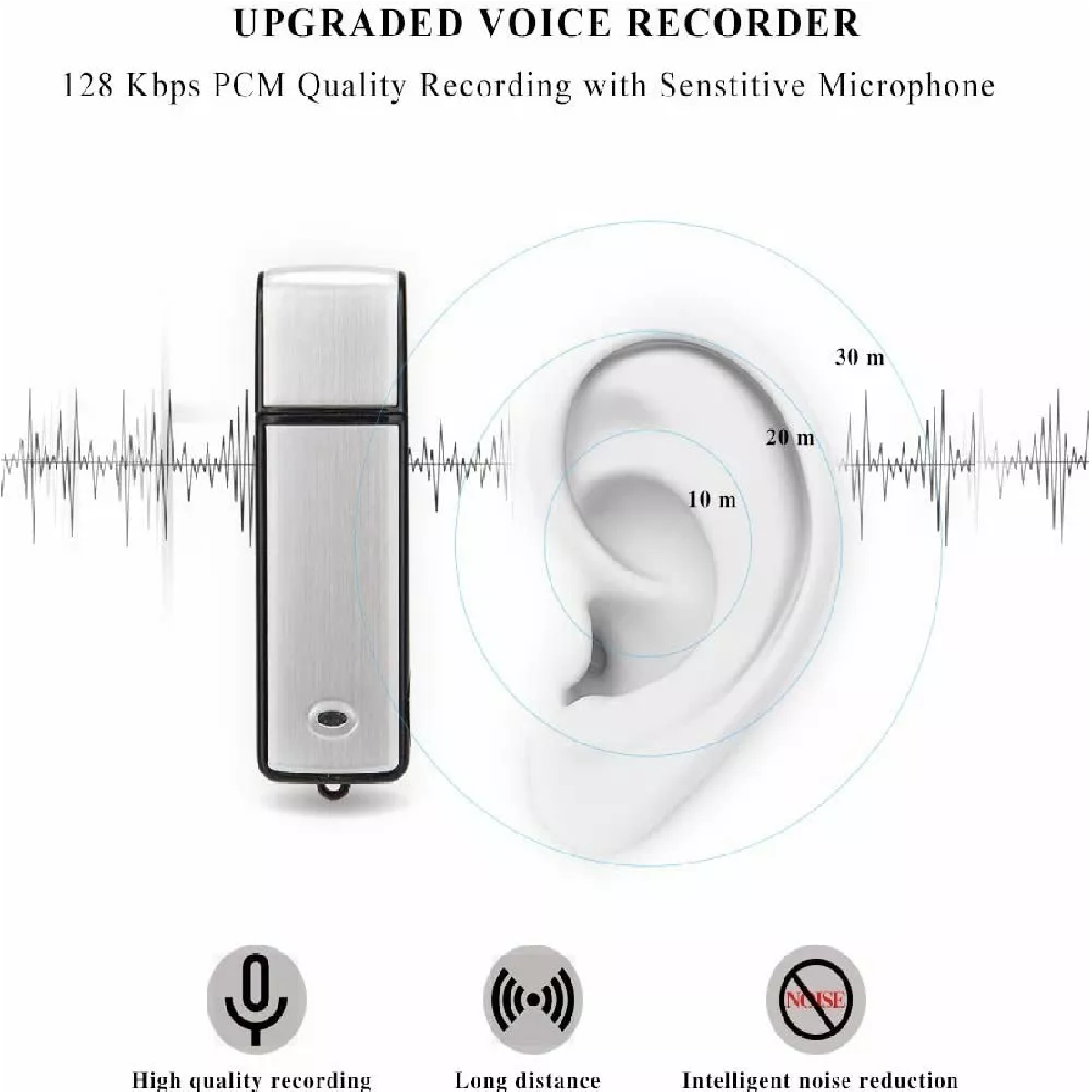 Grabadora De Voz Mini Micrófono Espía Con Usb 8gb