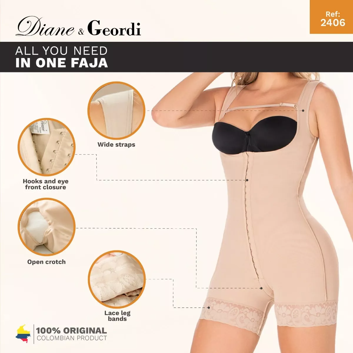 Fajas Colombianas Postparto Powernet Tipo Body Short Moldeador De figura, Faja Colombiana Postquirurgica Reductora De Medidas Para Mujer 