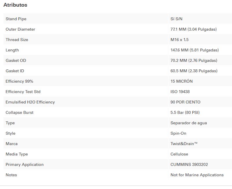 P550248 Filtro Agua Diésel ( Fs1251 Bf1226 P 550248 )