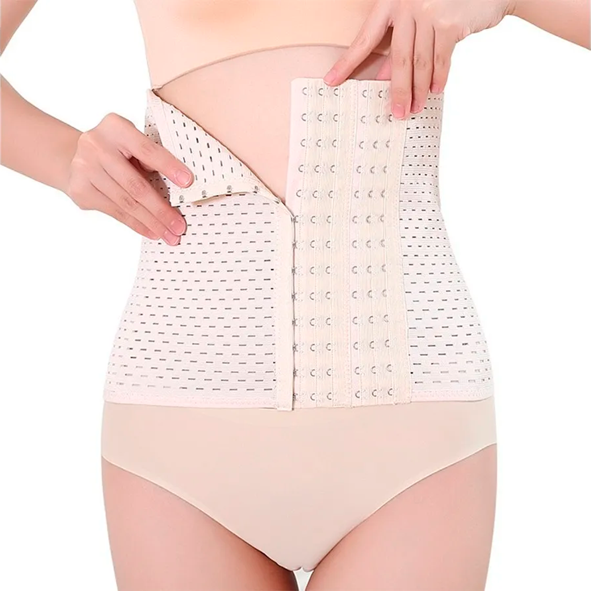 Faja Cinturilla Colombiana Corset Reductor Lenceria Femenina Color Beige Mas Parches Slim Patch Para Adelgazar.
