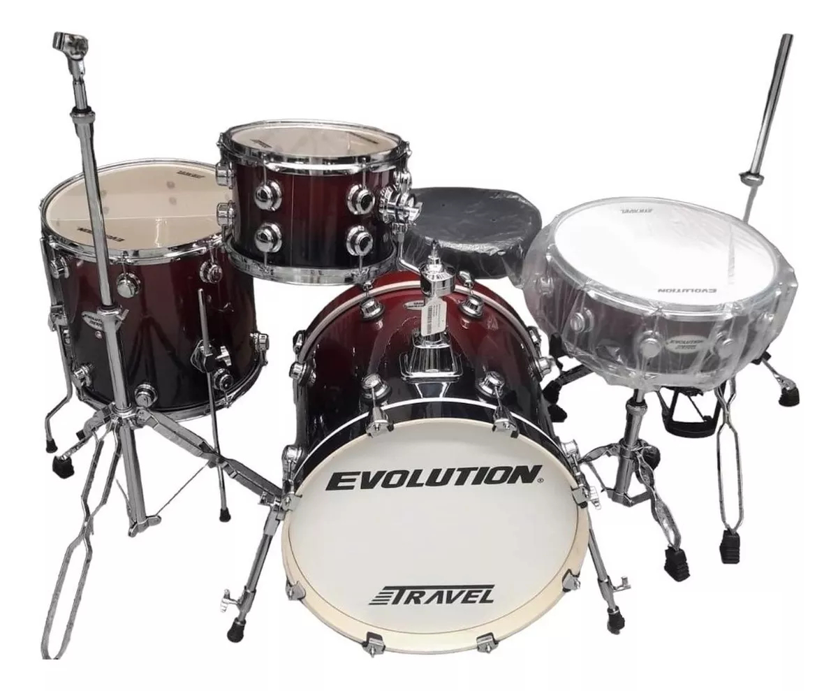 Bateria Evolution Viajera 4 Piezas Atriles Asiento Platillos - Rojo Sombreado JPX4-RD006