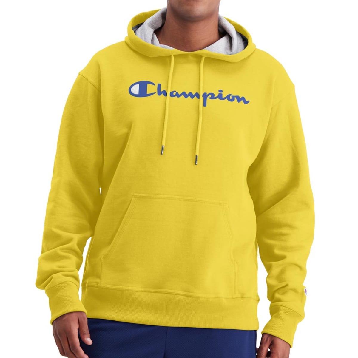 Sudadera Champion para hombre, Powerblend, con capucha, color amarillo, mod. 1058058
