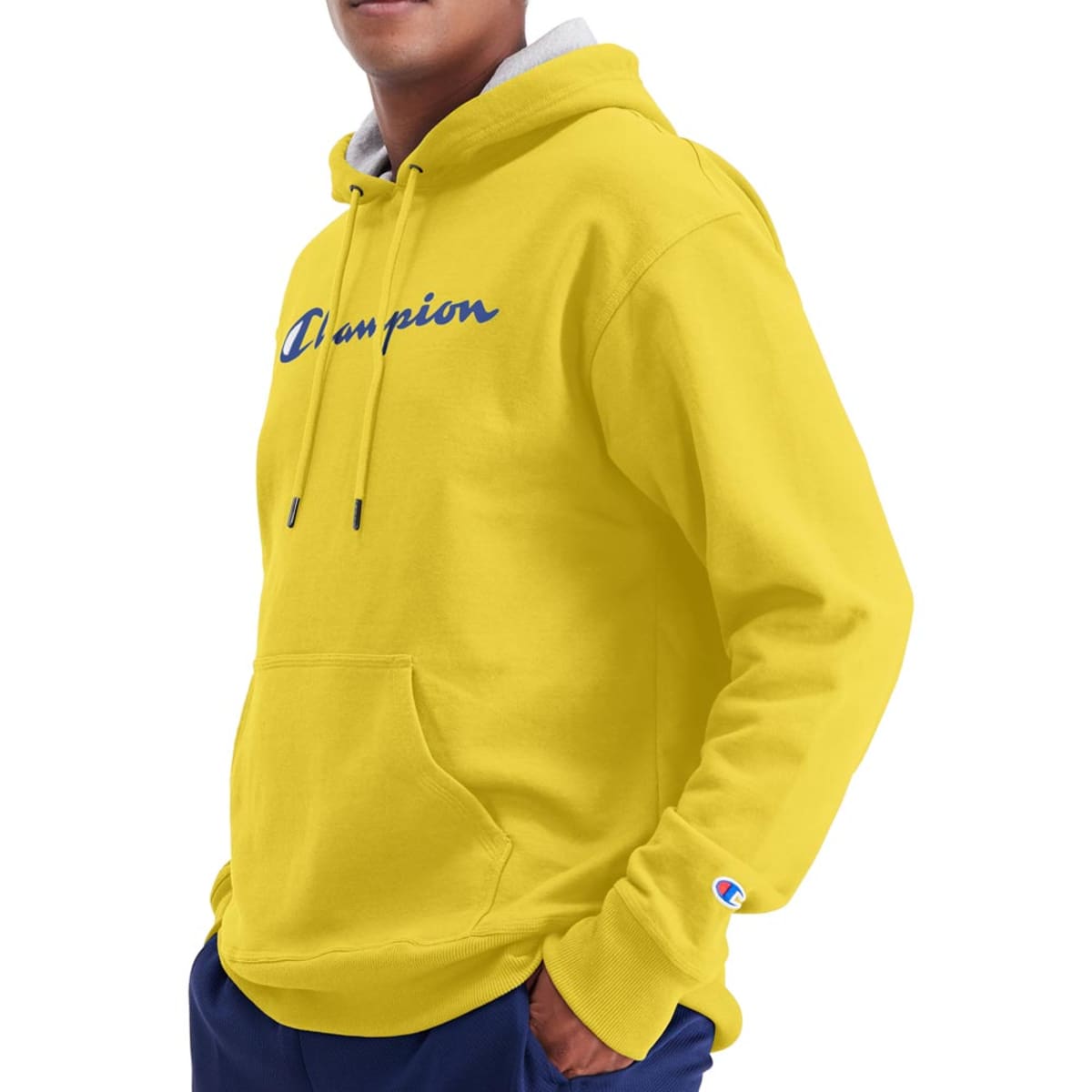 Sudadera Champion para hombre, Powerblend, con capucha, color amarillo, mod. 1058058