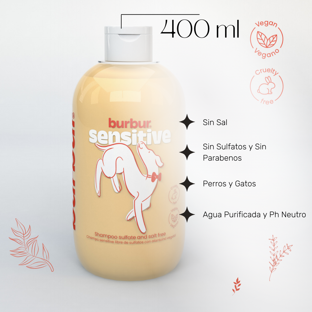 Burbur Shampoo Sensitive para Perros y Gatos de 400 ml