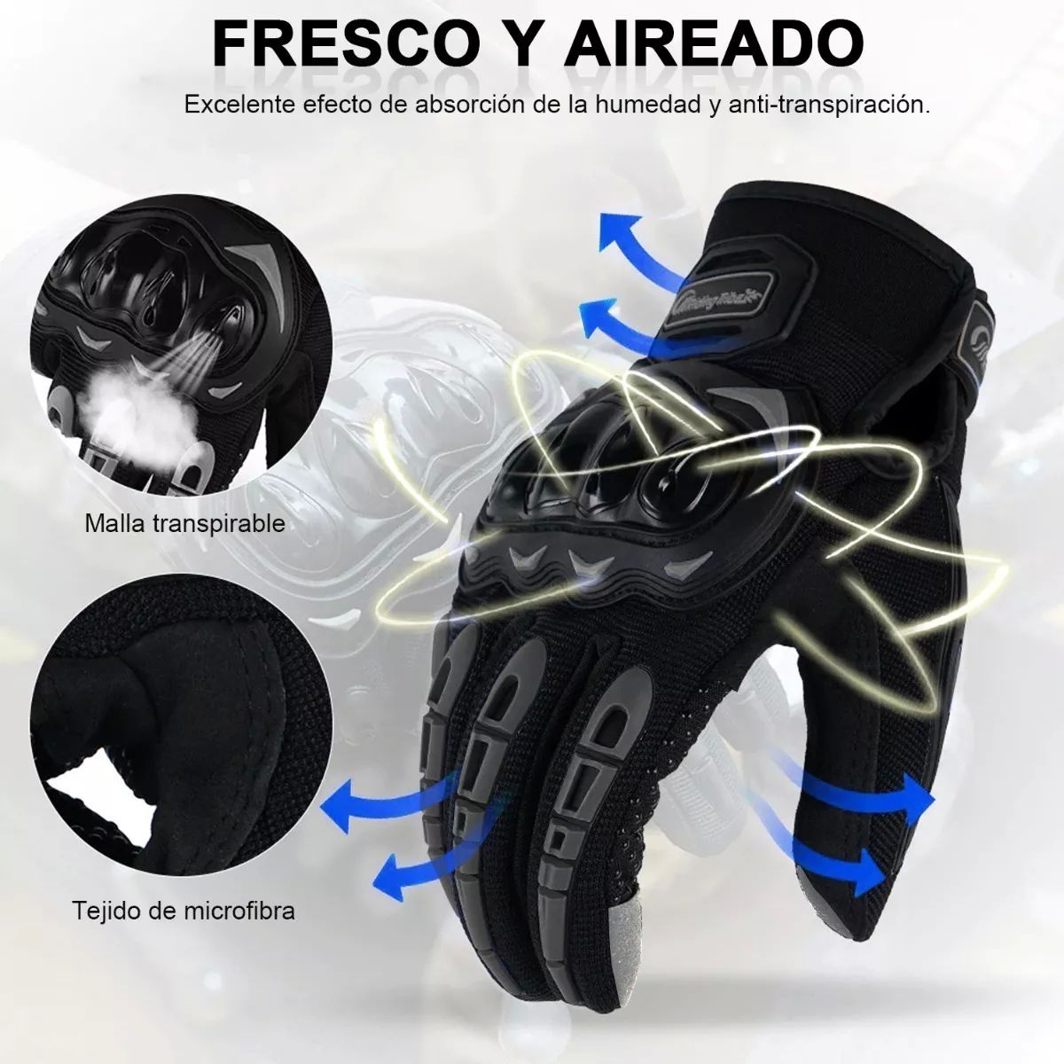  Guantes para Motociclista, Transpirable, Compatible con Pantalla Tactil, Accesorio para Motos