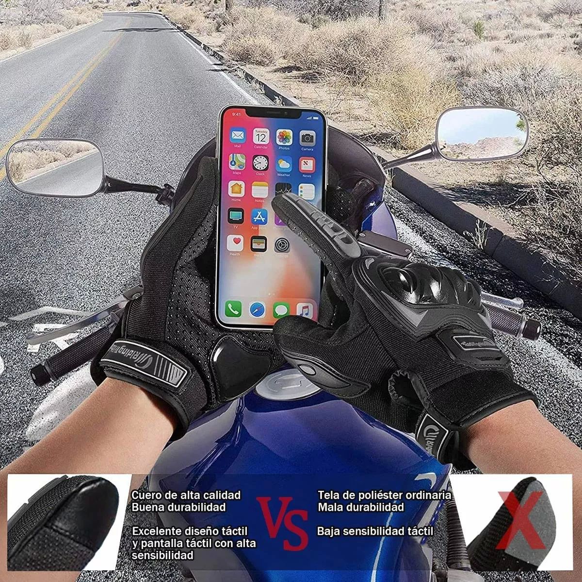  Guantes para Motociclista, Transpirable, Compatible con Pantalla Tactil, Accesorio para Motos