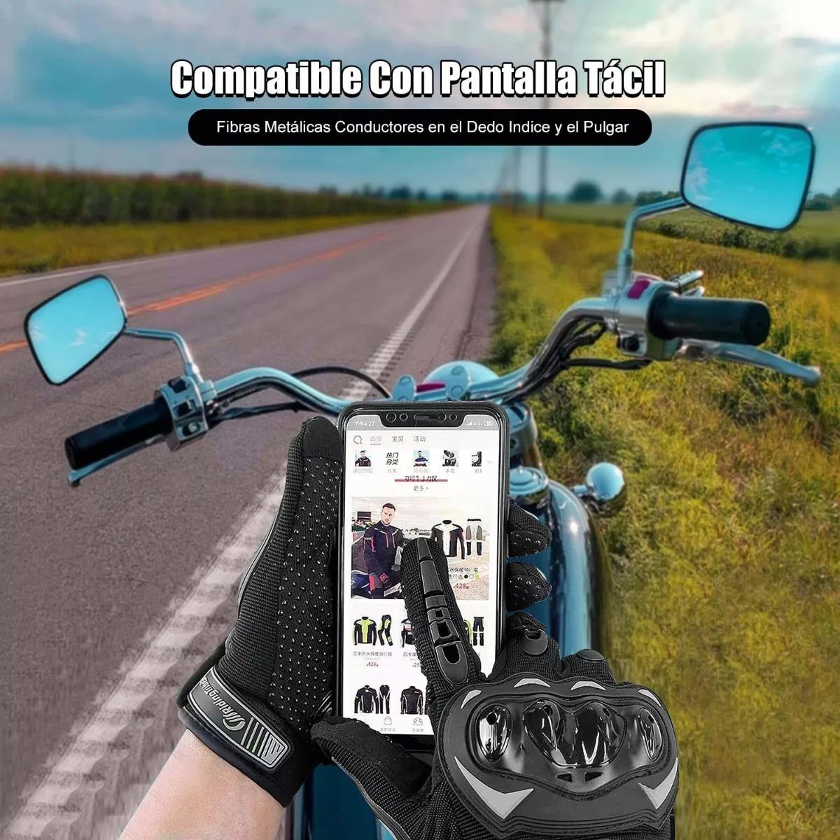  Guantes para Motociclista, Transpirable, Compatible con Pantalla Tactil, Accesorio para Motos