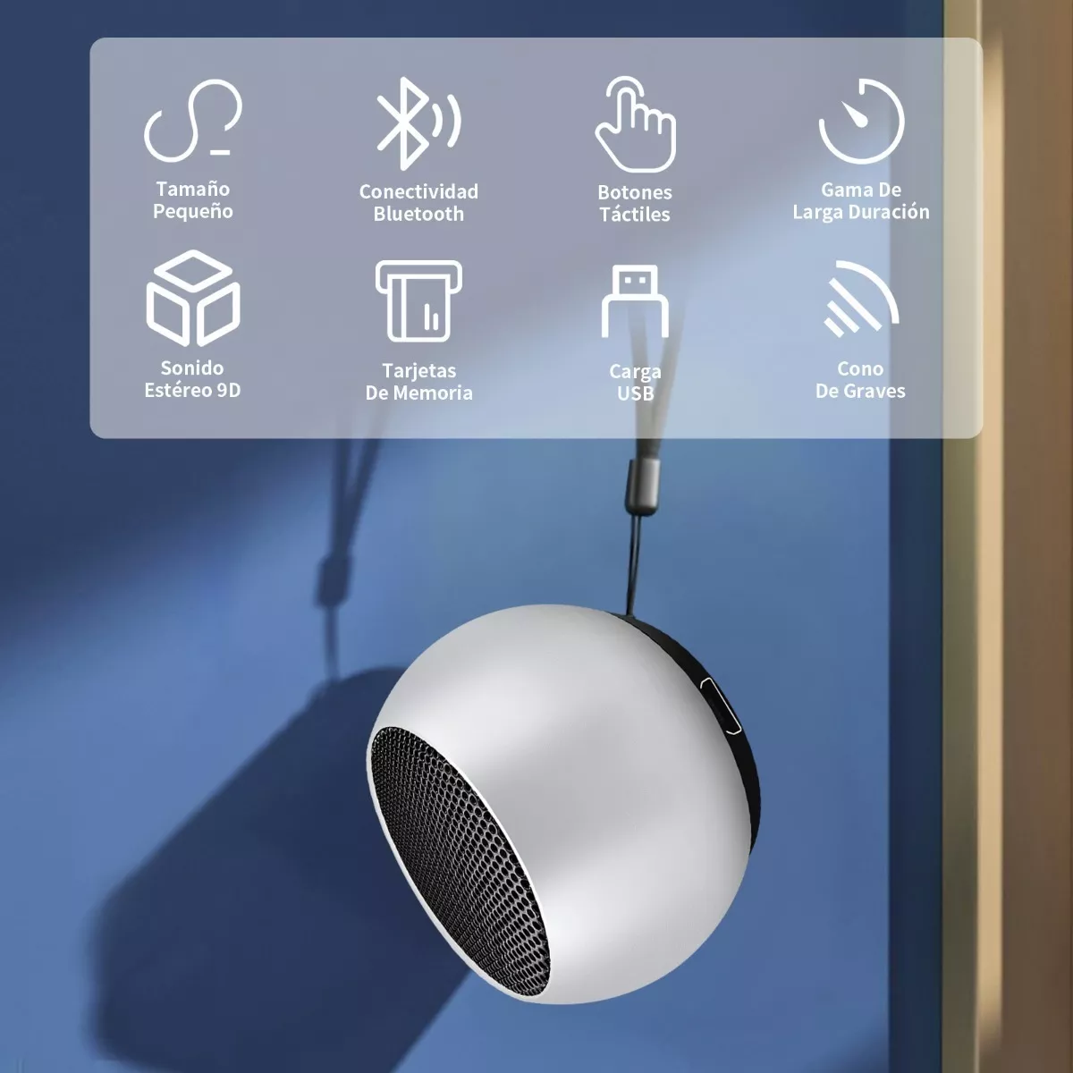 Bocina Bluetooth Portatil Mini Speaker Echo Dot Inalambricas Plata