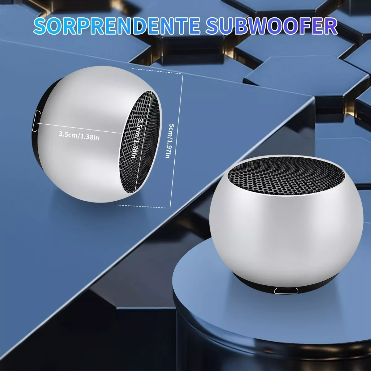Bocina Bluetooth Portatil Mini Speaker Echo Dot Inalambricas Plata