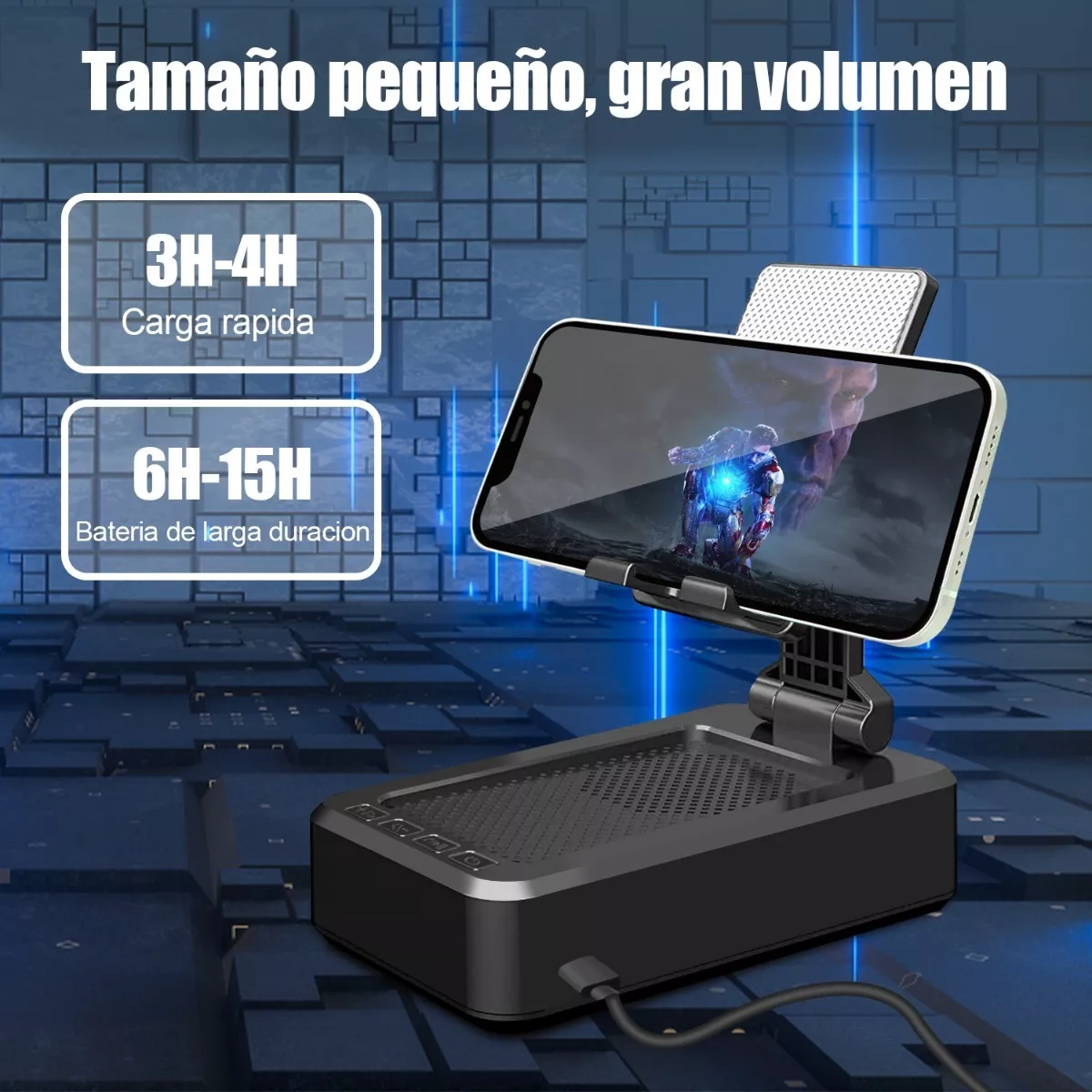 Soporte Celular Bocina Inalambrica Bluetooth Portatil