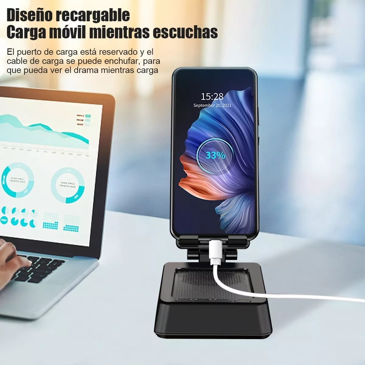 Soporte Celular Bocina Inalambrica Bluetooth Portatil