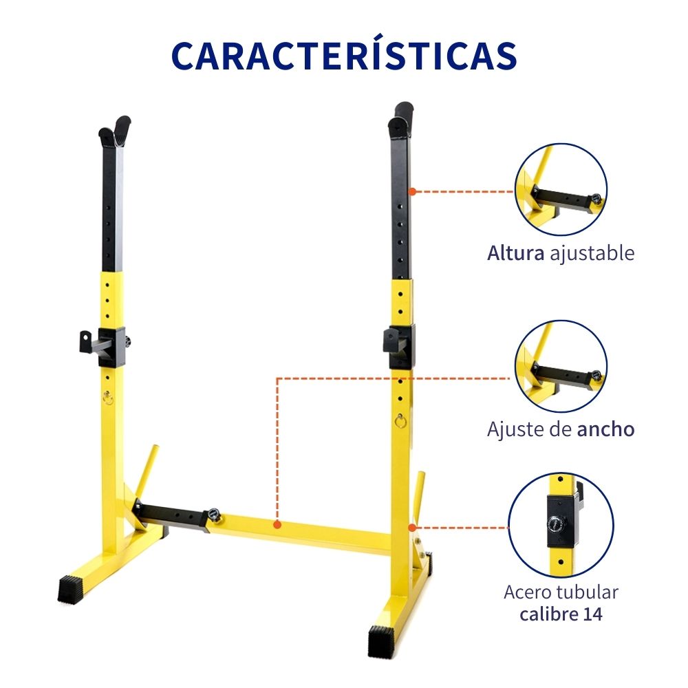 Estacion De Sentadilla Y Pecho Rack Barras Ejercicio Gym JM955-YEL/BLK