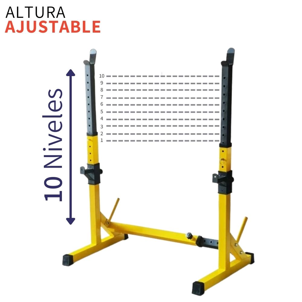 Estacion De Sentadilla Y Pecho Rack Barras Ejercicio Gym JM955-YEL/BLK