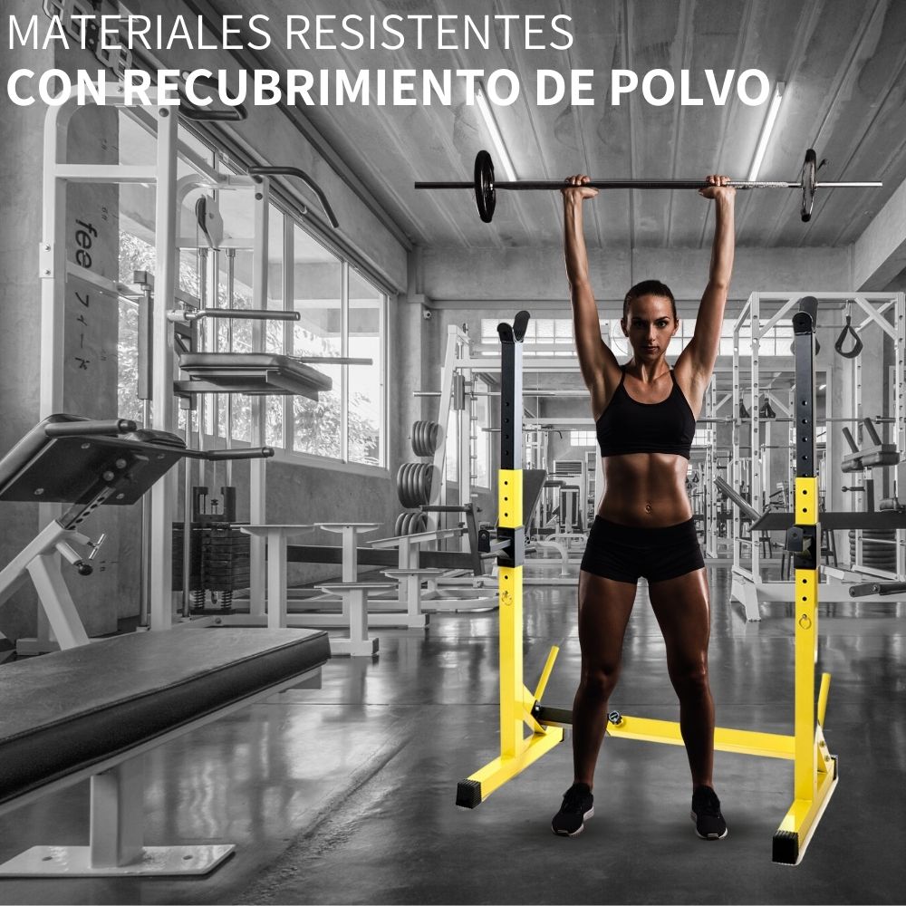 Estacion De Sentadilla Y Pecho Rack Barras Ejercicio Gym JM955-YEL/BLK