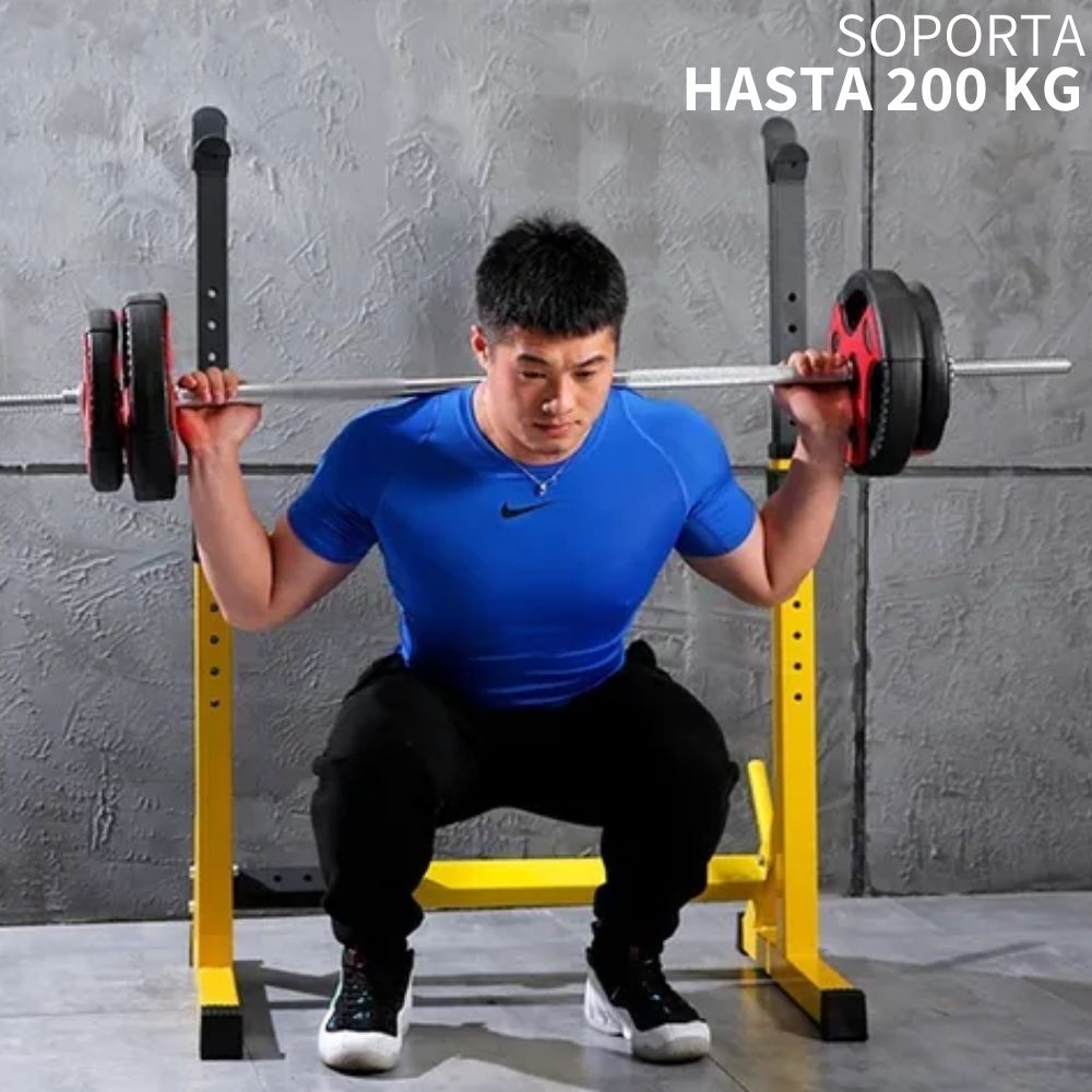Estacion De Sentadilla Y Pecho Rack Barras Ejercicio Gym JM955-YEL/BLK