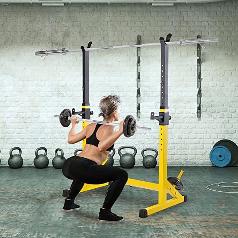 Estacion De Sentadilla Y Pecho Rack Barras Ejercicio Gym JM955-YEL/BLK