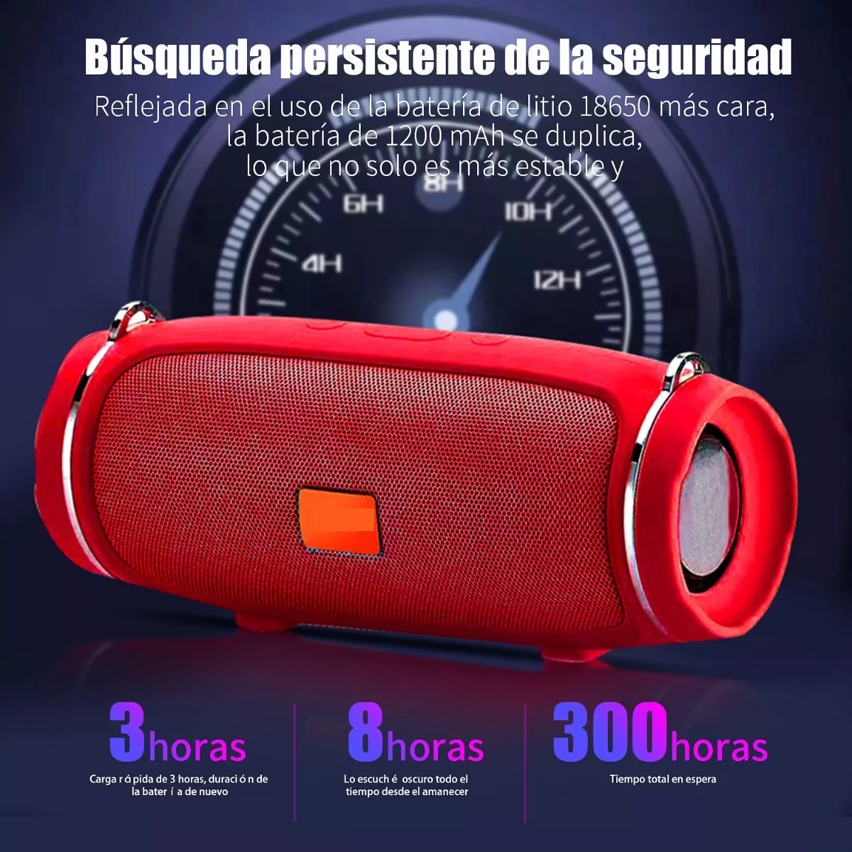 Altavoz Portátil Inalámbrico Bluetooth Caja Libre Bajo Rojo