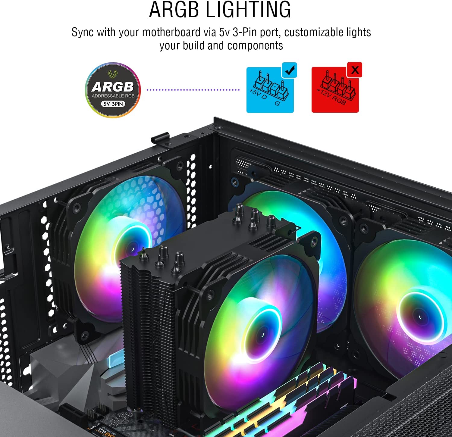 Disipador Led para Procesador Vetroo V5 Black RGB - 120mm X1 Intel y AMD 