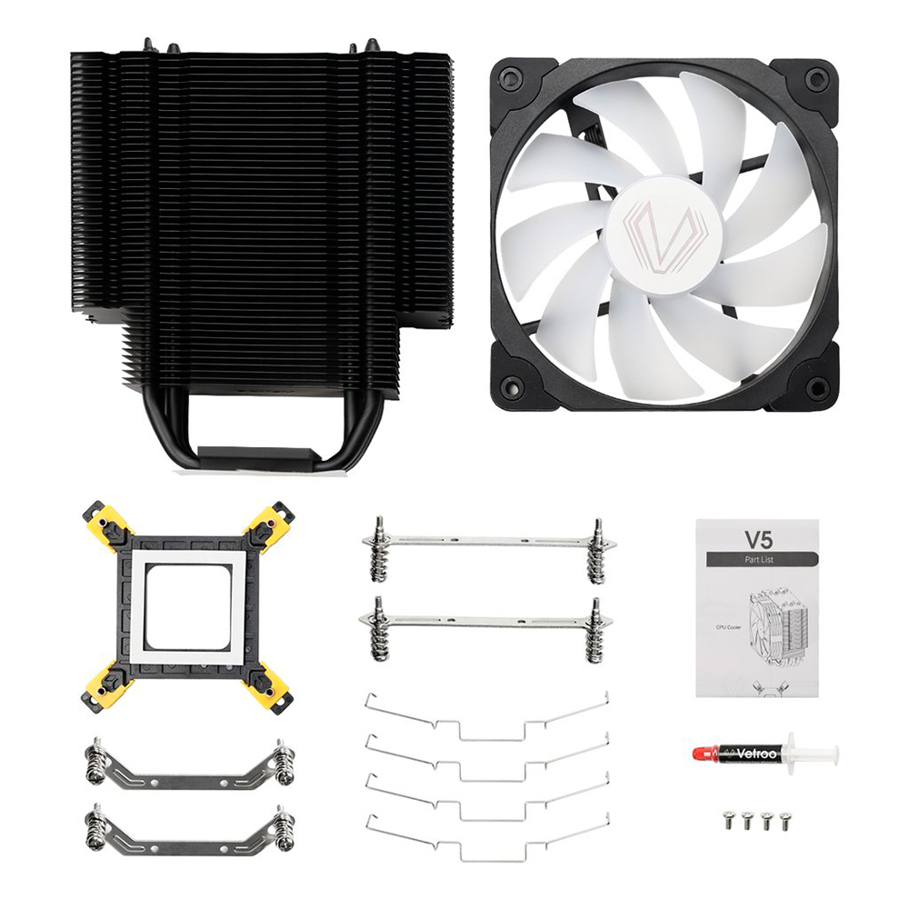 Disipador Led para Procesador Vetroo V5 Black RGB - 120mm X1 Intel y AMD 